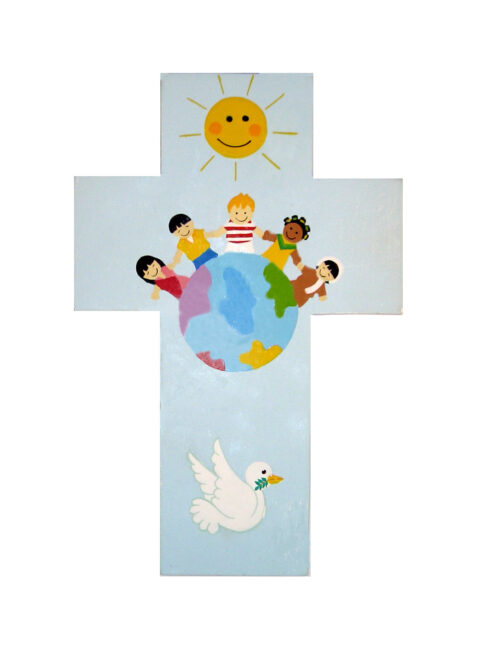 Croix enfants du monde bleu ciel