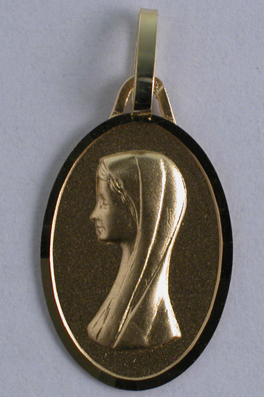 Médaille or massive légère Vierge 18 carats 16 mm