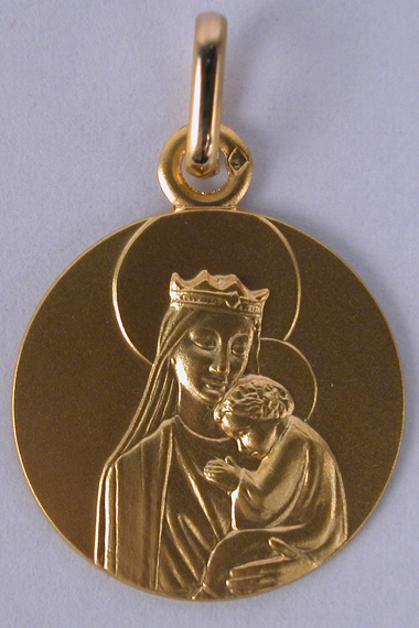 Médaille Vierge couronnée 18 carats 18 mm