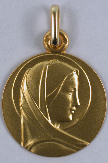 Médaille or massive  Vierge 18 carats 18 mm