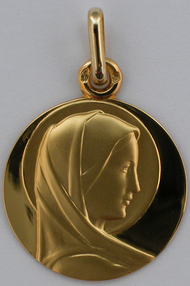 Médaille Vierge polie 18 carats 18 mm