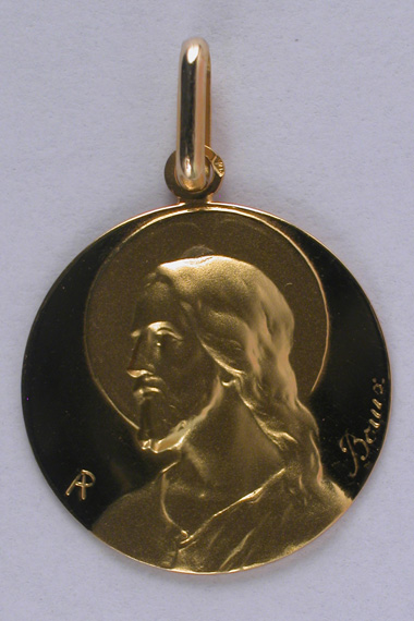 Médaille Christ polie 18 carats 18mm