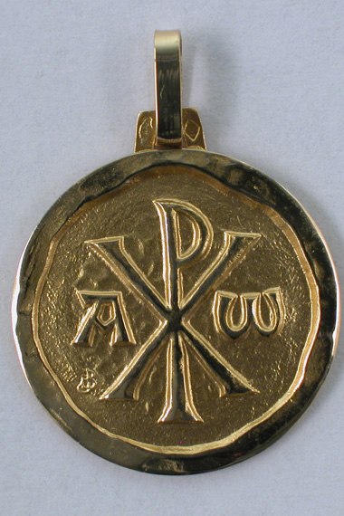Médaille Chrisme cachet 18 carats 18 mm