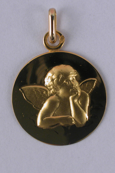Médaille Ange polie 18 carats 18 mm