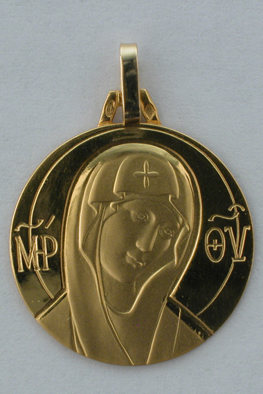 Médaille or massive légère V/Byzantine 18 carats 18 mm