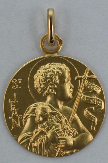 Médaille St Jean 18 carats 18 mm