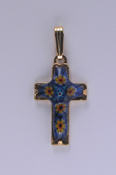Croix Emaux GD. Feu Fleur Lapis