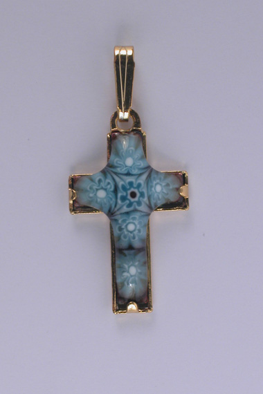Croix Emaux GD. Feu Fleur Turquoise