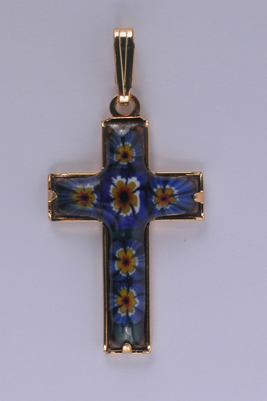 Croix Emaux GD. Feu Lapis/Rose
