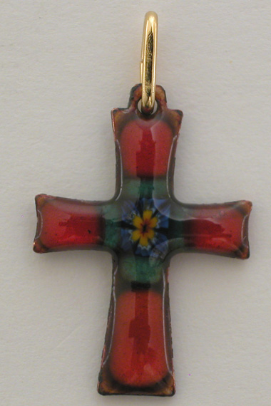 Croix Emaux GD. Feu Rustique Rouge/Bleue