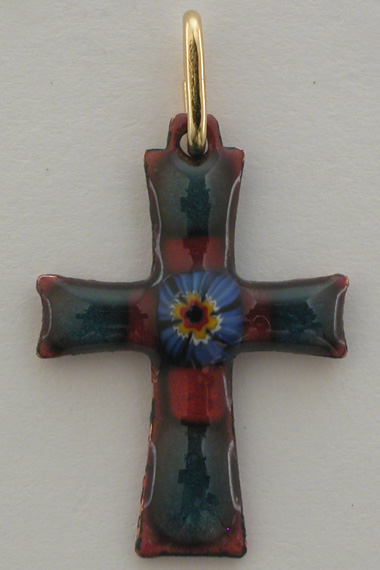 Croix Emaux GD. Feu Rustique Bleue/Rouge