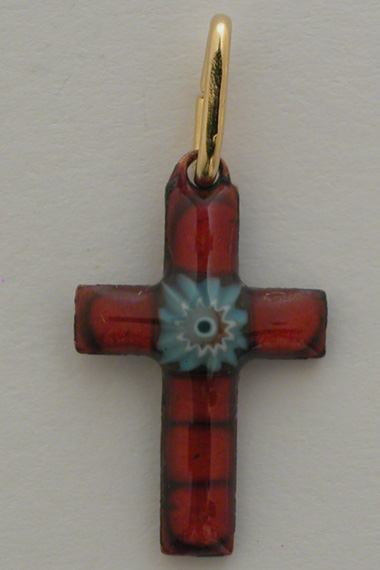 Croix Emaux GD. Feu Mini Fleur Rouge