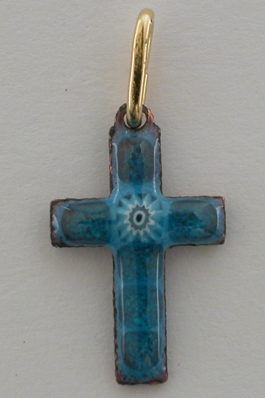 Croix Emaux GD. Feu Mini Fleur Turquoise