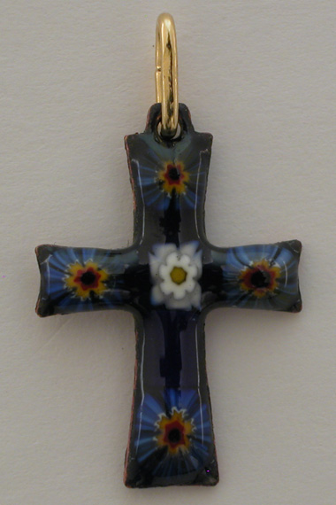 Croix Emaux GD. Feu Rustique Lapis