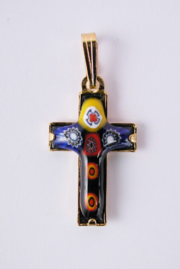 Croix Emaux GD. Feu Patchwork PM FD Dorée