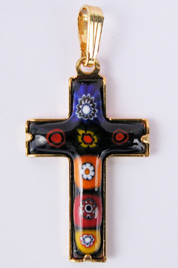 Croix Emaux GD. Feu Patchwork GM FD Dorée