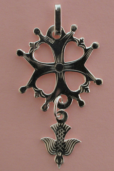 Croix Argent Huguenotte Colombe Plate