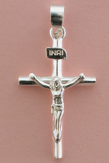 Croix Argent avec Christ