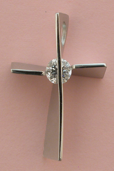 Croix Argent Rhodie Fantaisie