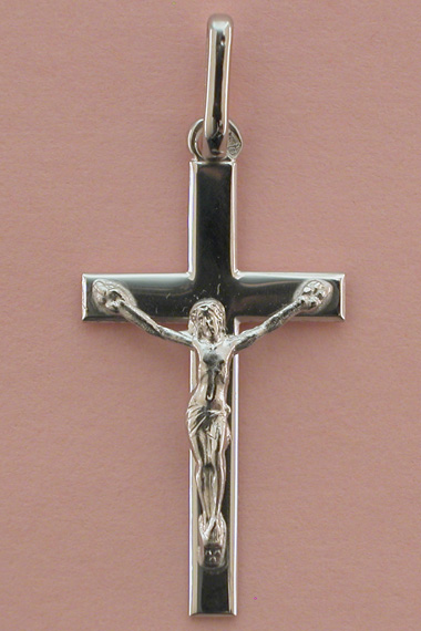 Croix Argent Rhodie avec Christ