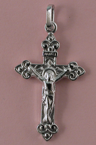 Croix Argent Rhodie avec Christ