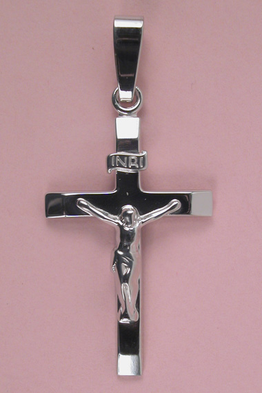 Croix Argent Rhodie avec Christ