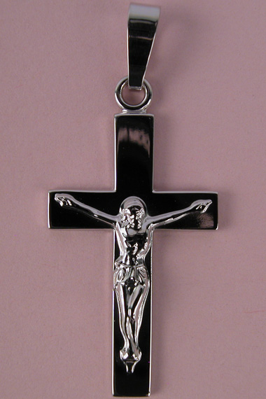 Croix Argent Rhodie avec Christ
