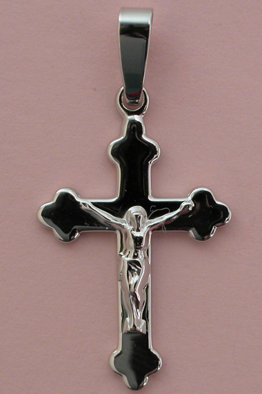 Croix Argent Rhodie avec Christ