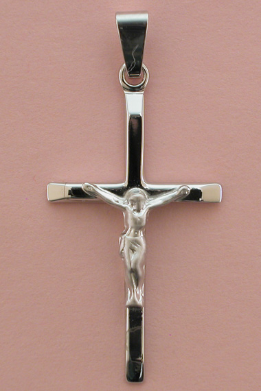 Croix Argent Rhodie avec Christ