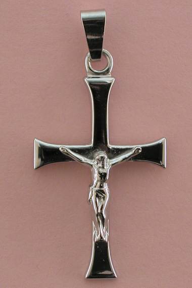 Croix Argent Rhodie avec Christ