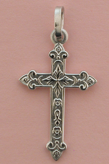 Croix Argent Rhodie Fantaisie