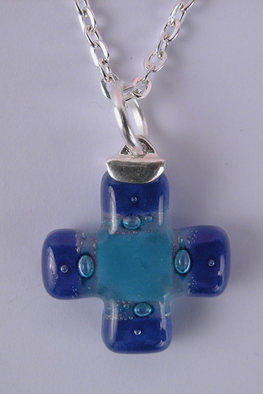 Croix Verre Grecque PM Turquoise