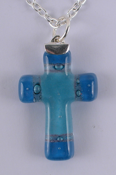 Croix Verre Latine Turquoise