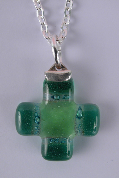 Croix Verre Grecque PM Verte