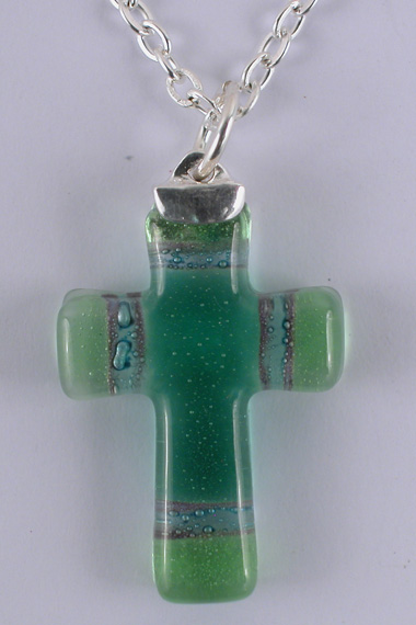 Croix Verre Latine Verte
