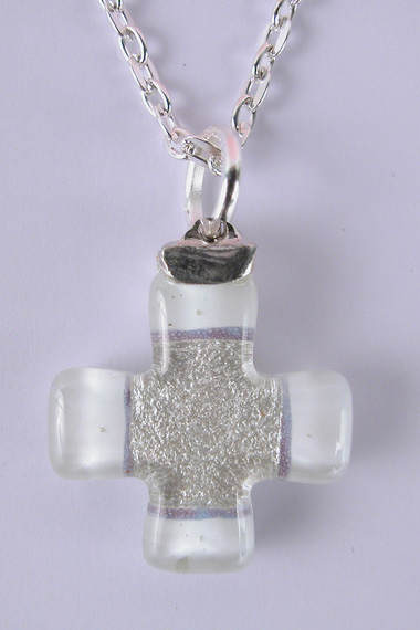 Croix Verre Grecque PM Blanche