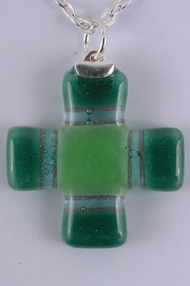 Croix Verre Grecque GM Verte