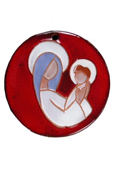 Céramique Médaillon rond Vierge à l'Enfant