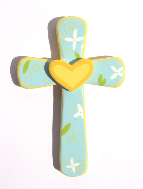 Croix cœur jaune