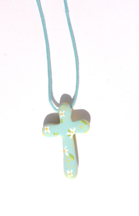 Croix pendentif bleu