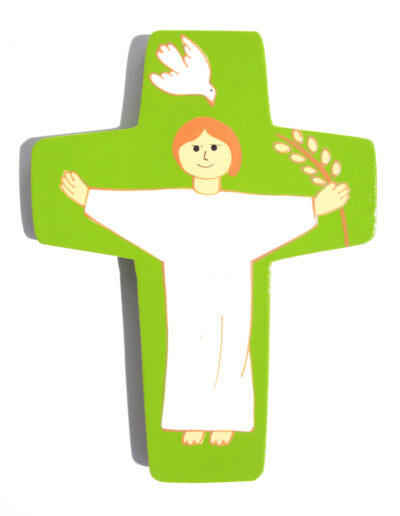 Croix Christ ressuscité verte
