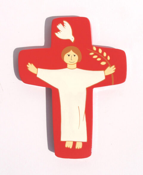 Croix Christ ressuscité rouge