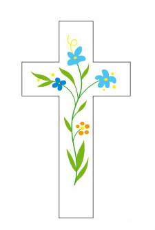Croix fleurs 3 bleues