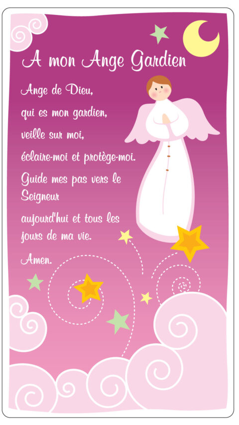 Prière Ange Gardien rose