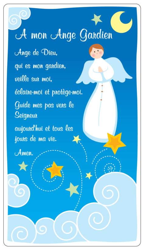 Prière " Ange gardien " bleu