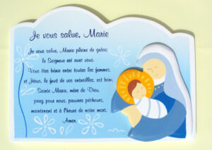 Cadre " Je vous salue Marie" bleu