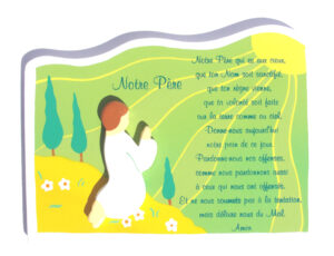 Cadre " Notre Père " jaune et vert