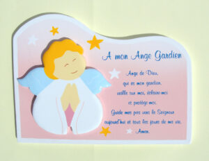 Cadre " Ange gardien " rose