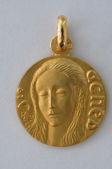 Médaille prénom Agnès 18 carats 18 mm