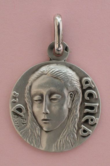 Médaille Argent Prénom Agnès 18 mm